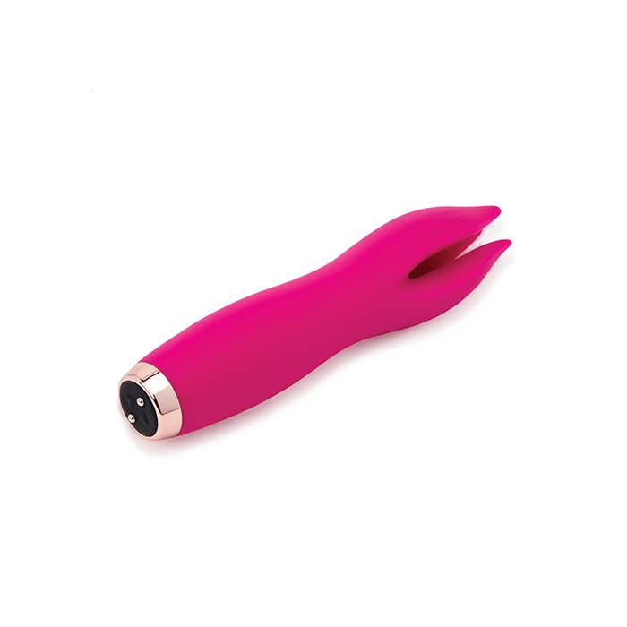 Nu Sensuelle Tulip rechargeable silicone clitoral vibrator in pink with ergonomic tulip-shaped stimulation tip