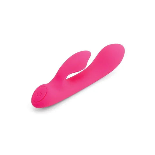 Pink Nubii Jolie flexible warming rabbit vibrator with curved G-spot shaft and clitoral stimulator