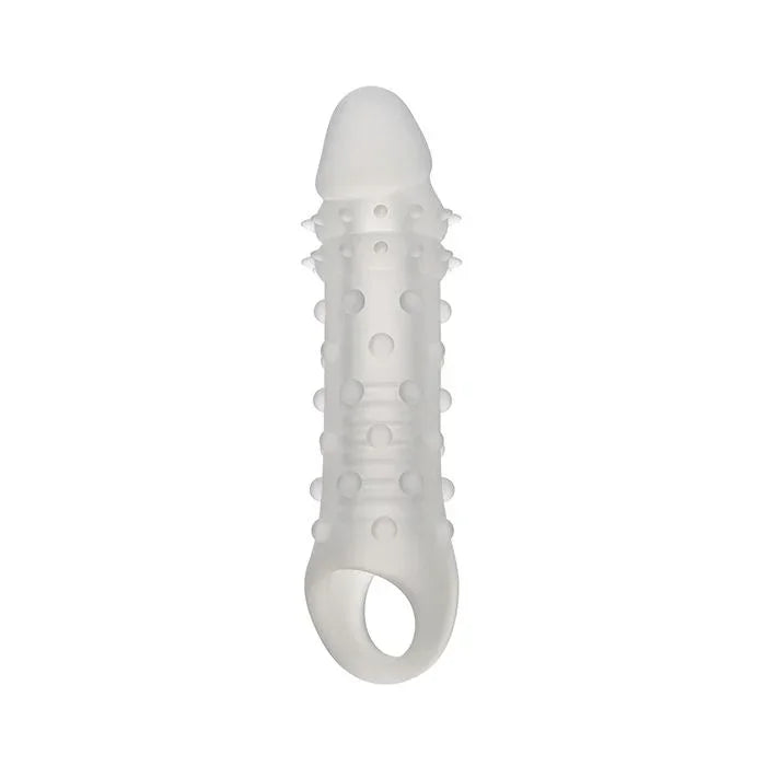 Textured Liquid Silicone Penis Extender 7.5 inch by CalExotics on white background