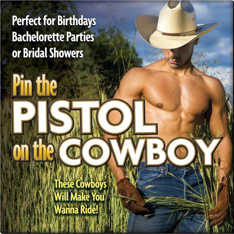 Pin the Pistol on the Cowboy adult party game poster