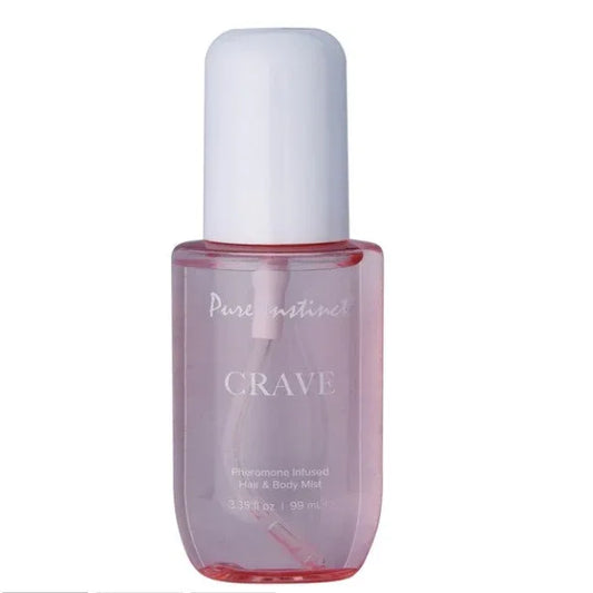 Pure Instinct Pheromone Infused Hair & Body Mist in Crave scent bottle