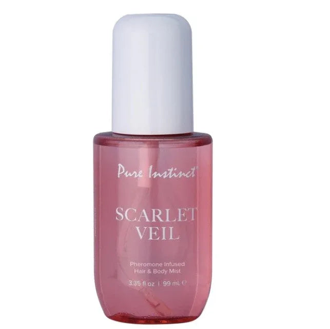 Pure Instinct Pheromone Infused Hair & Body Mist in Scarlet Veil scent bottle