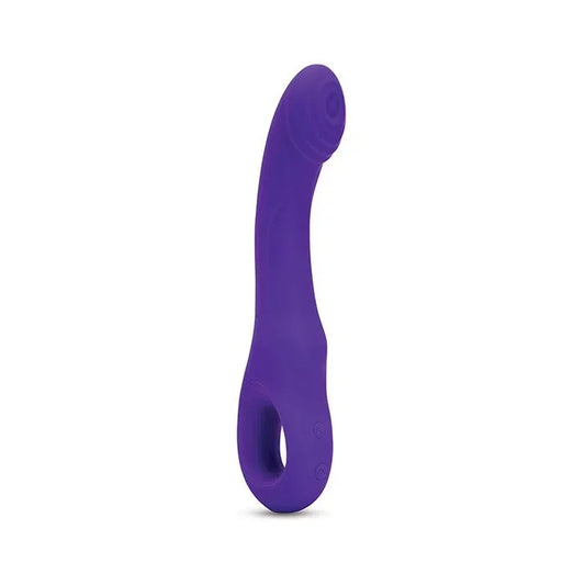 Nu Sensuelle Rhapsody Tapping Vibe in deep purple showing curved shaft and tapping tip
