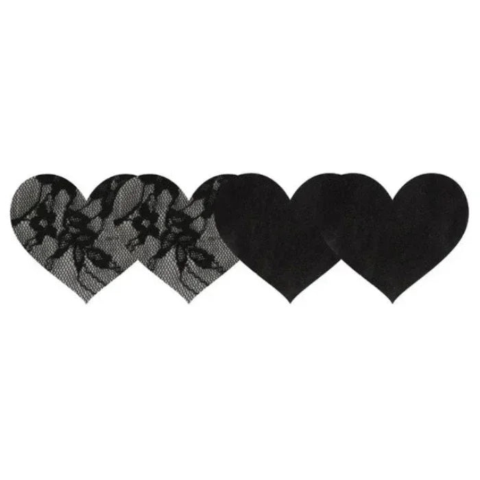 Satin and Lace Heart Nipple Pasties – Flirty satin and lace detailing
