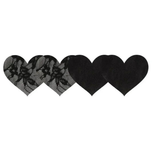 Satin and Lace Heart Nipple Pasties – Flirty satin and lace detailing