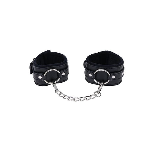 Sportsheets Shadow Handcuffs connected by metal chain with padded vegan leather wrist restraints
