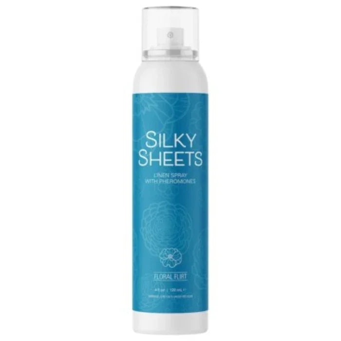 Silky Sheets Pheromone Linen Spray bottle with powder spray for soft, fresh linens, trusted replacement for Between the Sheets