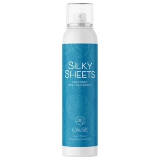 Silky Sheets Pheromone Linen Spray bottle with powder spray for soft, fresh linens, trusted replacement for Between the Sheets