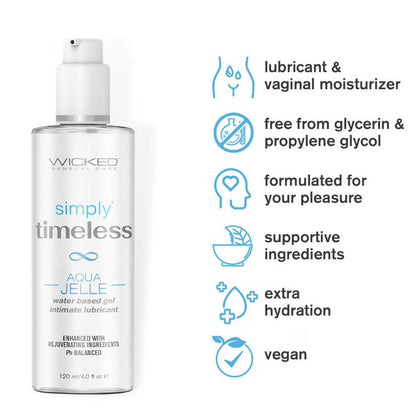 simply Timeless Aqua Jelle features - vegan, paraben-free, extra staying power for menopause relief