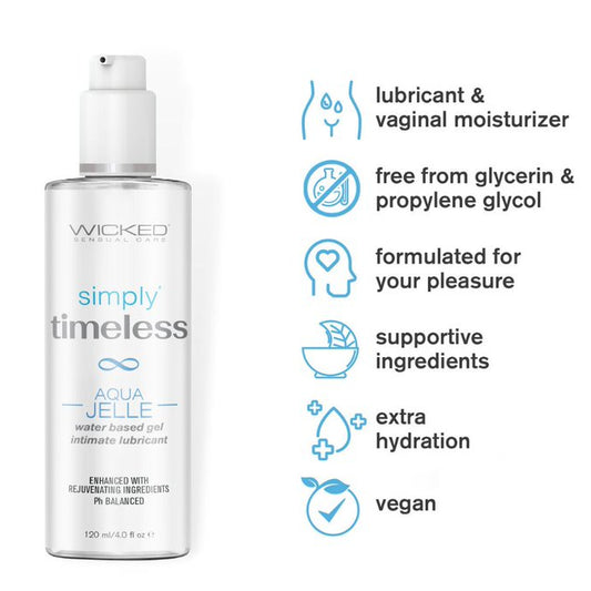 simply Timeless Aqua Jelle features - vegan, paraben-free, extra staying power for menopause relief