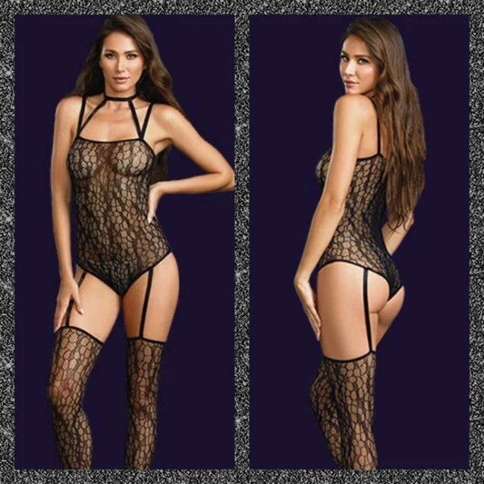 Snakeskin Print Bodystocking - The Flirtation Station