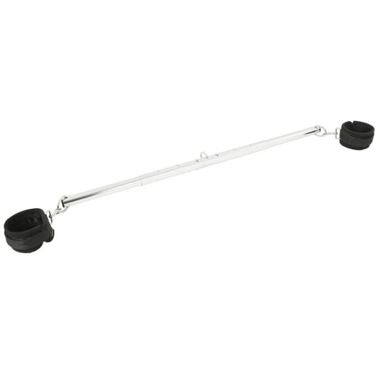 Shows the Sportsheets Expandable Spreader Bar completely assembled with cuffs attached