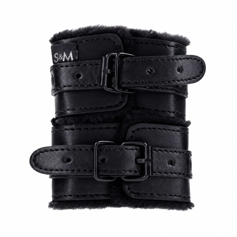 Sportsheets Shadow Fur Handcuffs with black vegan leather and faux fur lining