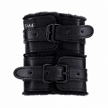 Sportsheets Shadow Fur Handcuffs with black vegan leather and faux fur lining