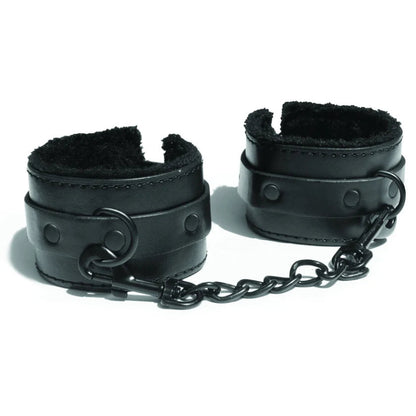 Black Sportsheets Shadow Fur Handcuffs showing faux fur lining and detachable chain