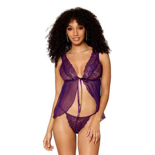 Sugar Plum Open Front Babydoll - The Flirtation Station