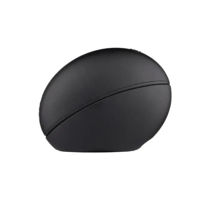 Svakom Pulse Galaxie clitoral stimulator with protective cover closed, forming a sleek black oval shape for discreet storage and travel.