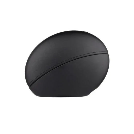 Svakom Pulse Galaxie clitoral stimulator with protective cover closed, forming a sleek black oval shape for discreet storage and travel.