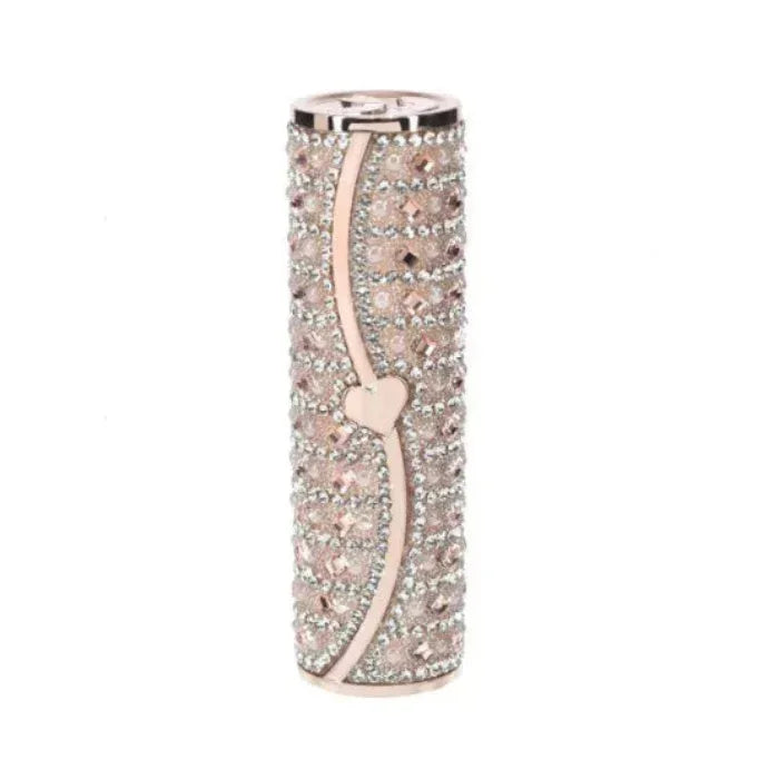 Tiffany rose gold lipstick vibrator in stunning pink storage case with 4 silicone heads by Shots