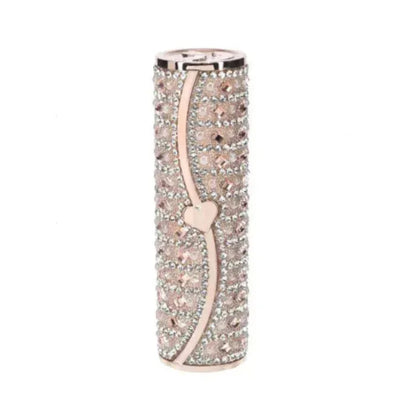 Tiffany rose gold lipstick vibrator in stunning pink storage case with 4 silicone heads by Shots