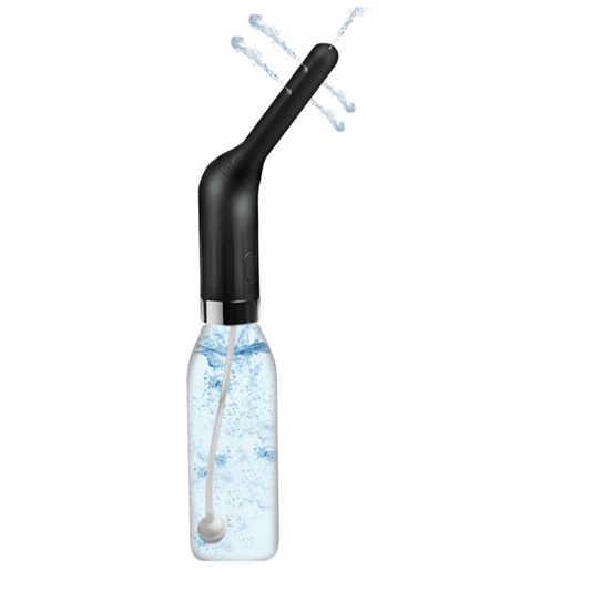 Clean Stream automatic enema set by XR Brands with pump action bottle and silicone nozzle for colon cleansing