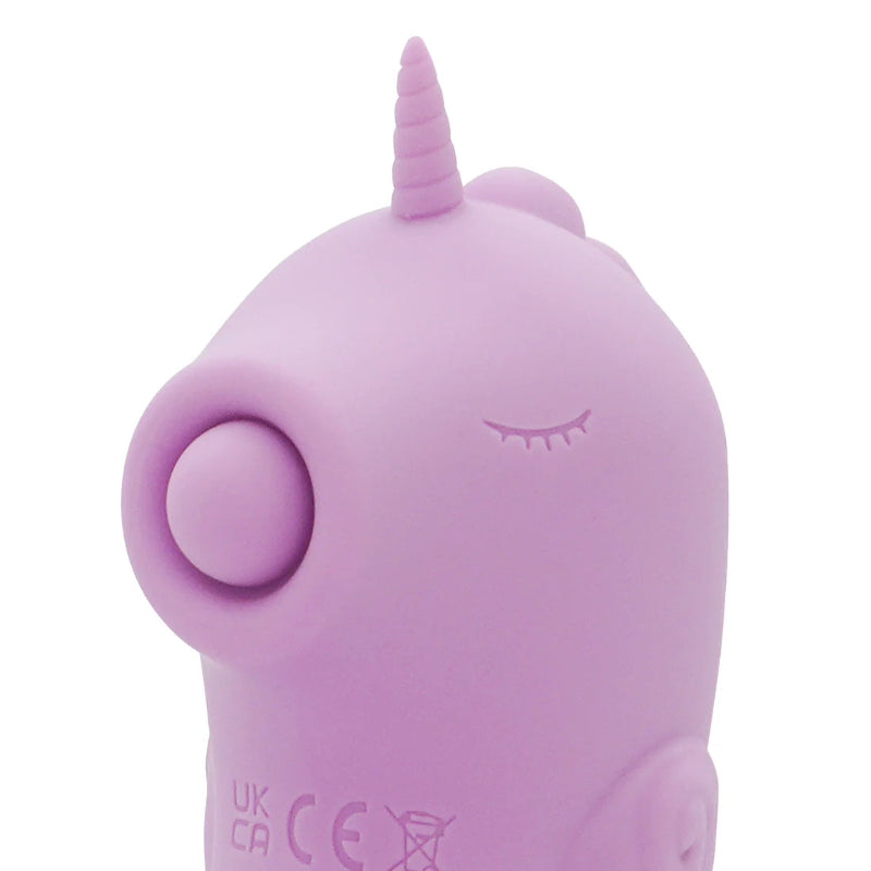 Unihorn C-Horse Marina Lilac Ladies Vibrator - close-up of massaging muzzle and tongue motion feature
