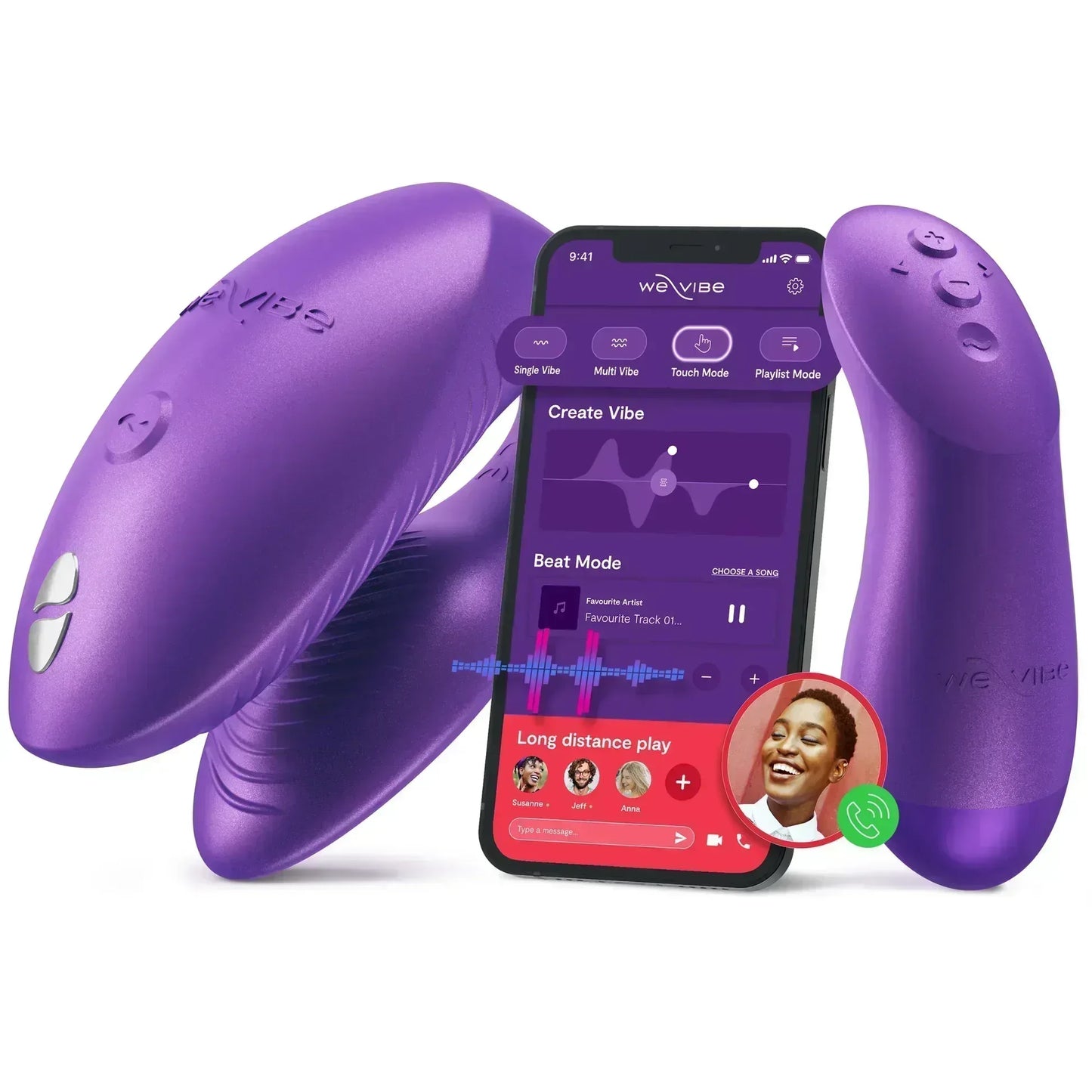We-Vibe Chorus Pro purple vibrator with We-Connect app control features