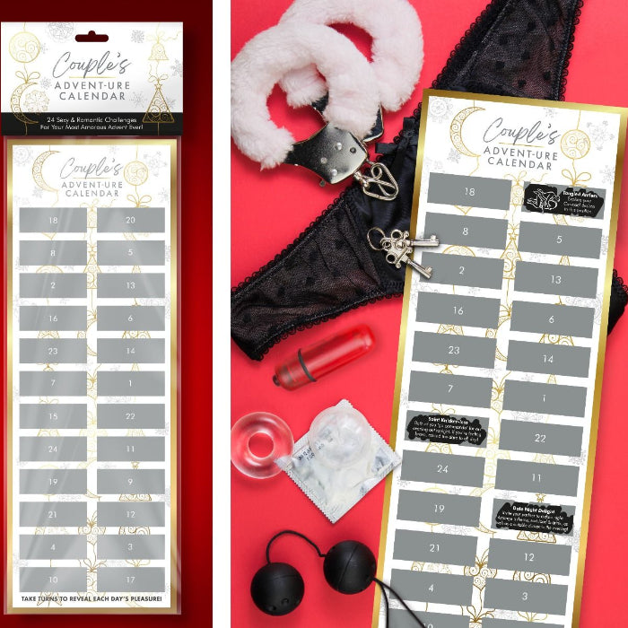 Advent calendar panel with playful and romantic challenge for couples