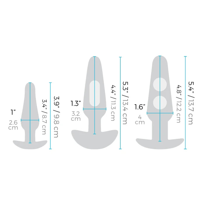 Anal plugs with measurement markings displayed for size reference