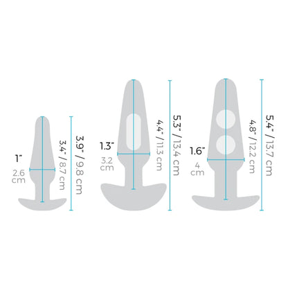 Anal plugs with measurement markings displayed for size reference