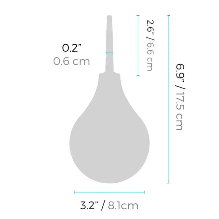 Anal douche with measurement markings displayed for size reference