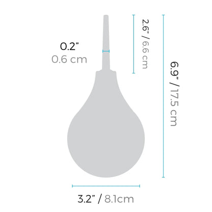 Anal douche with measurement markings displayed for size reference