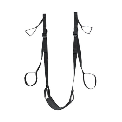 Adjustable door swing strap with quick-release cuffs for sensual fantasy play