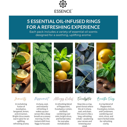 Essence Respiratory Kit essential oil scents including Peppermint, Eucalyptus and Breathe Easy
