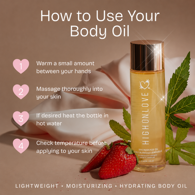 How to use HighOnLove Massage Oil for moisturizing body care and massage