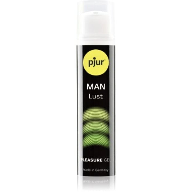 Front view of Pjur Man Lust Stimulating Pleasure Gel bottle, a water-based pleasure gel for men