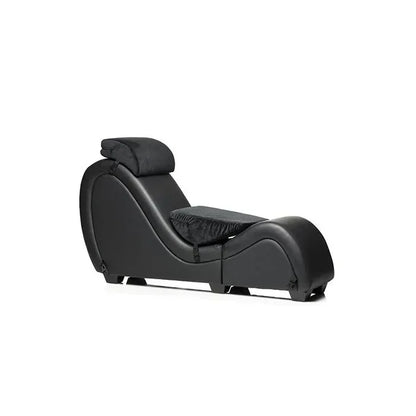 Master Series Kinky Couch black detachable sex chaise lounge by XR Brands with contoured PU leather upholstery and support pillows.