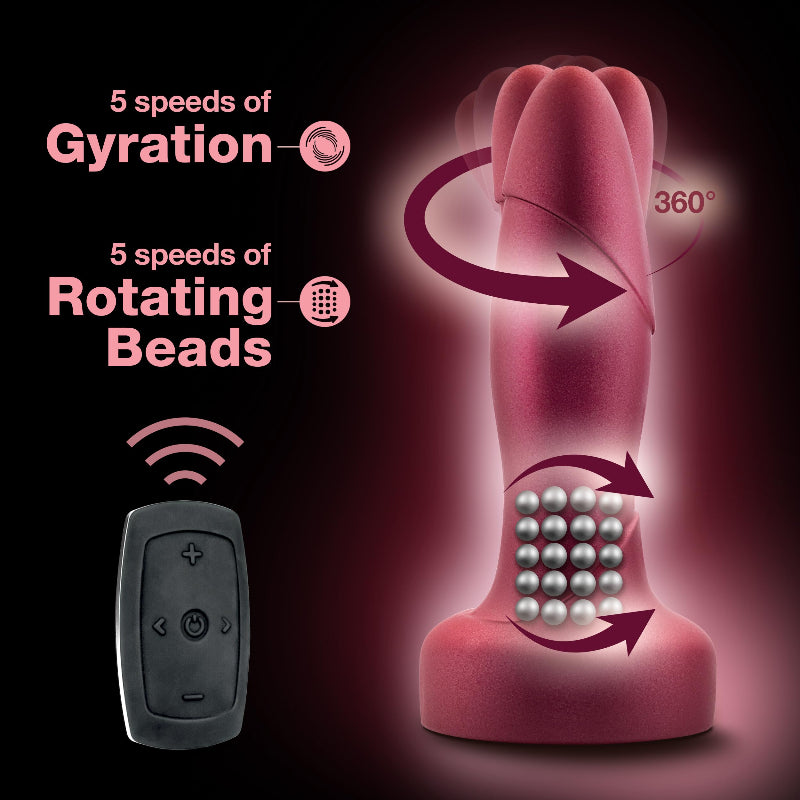 Blush Matrix Atomic rotating anal plug showing rotating beads, gyrating shaft, and rimming stimulation