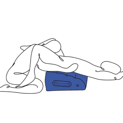 Partner comfortably receiving oral sex with hips elevated on Pivot Inflatable Positioner