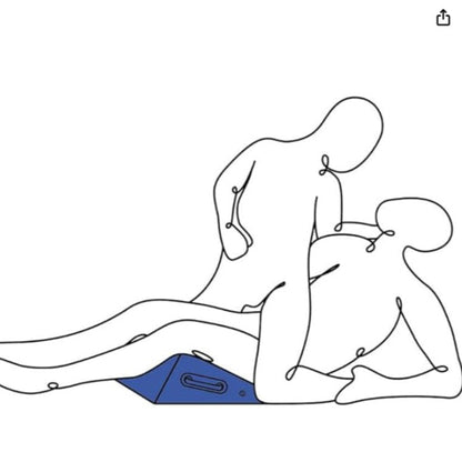 Partner reclining on the Pivot Inflatable Positioner for deeper angled penetration