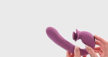 Deep Ecstasy thrusting rabbit vibrator demonstration showing dual G-spot and clitoral stimulation in action, by Evolved