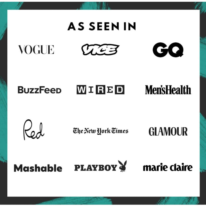 Logos of various media outlets that have featured the Hot Octopuss Pulse Queen on a white background with a decorative border.