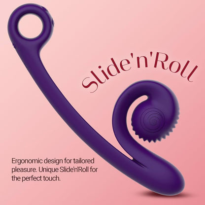 SVibe Snail Curve purple vibrator with adaptive Slide'n'Roll clitoral stimulator