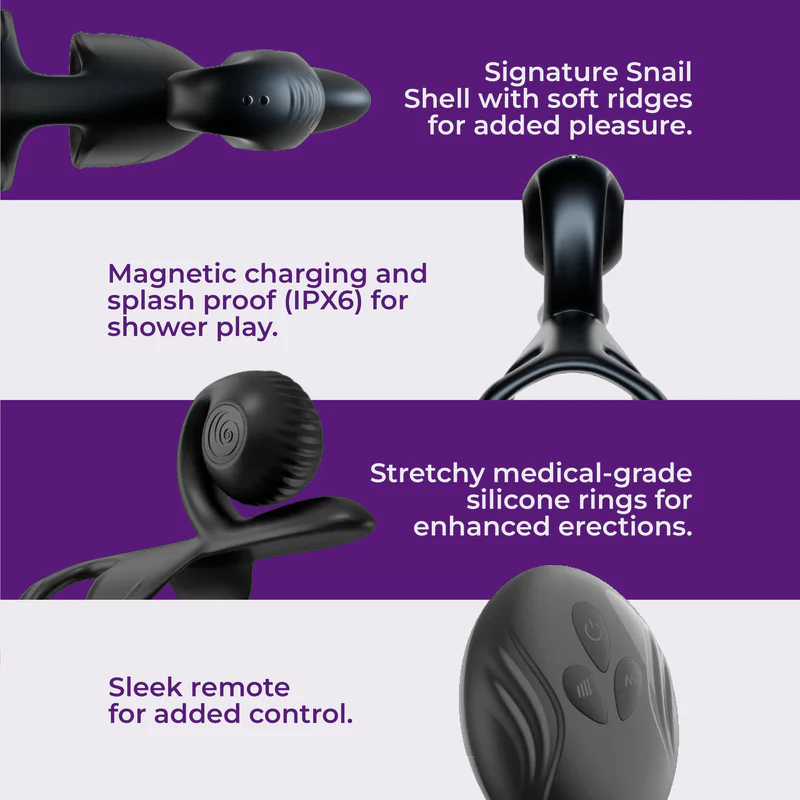 SVibe Snail Jovi couples ring features including silicone rings, magnetic charging and remote control