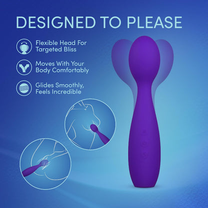 Blush Velvet High rechargeable wand vibrator showing its flexible head for targeted clitoral and G-spot stimulation