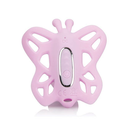 Closeup of the Venus Butterfly toy showing the power button and charge port