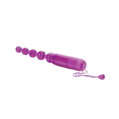 Waterproof vibrating anal beads with flexible jelly shaft and glitter finish