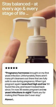 VMagic Vulva Wash 5-star customer review from Alyssa L: safe for pregnancy, prevents yeast infections, gentle intimate cleanser
